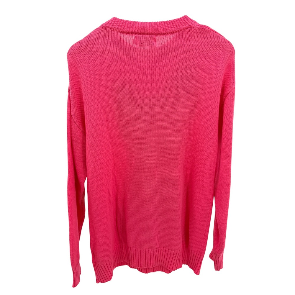 OXKNIT Women Hot Pink French Bulldog Sweater XL Cotton Retro Quirky Dog Pullover - Picture 5 of 5